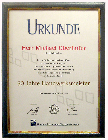 Urkunde – Modellrahmen mit Goldkante