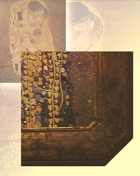 Modell-Achteck-Rahmen  –  Gustav Klimt – Der Kuss – Ausschnitt