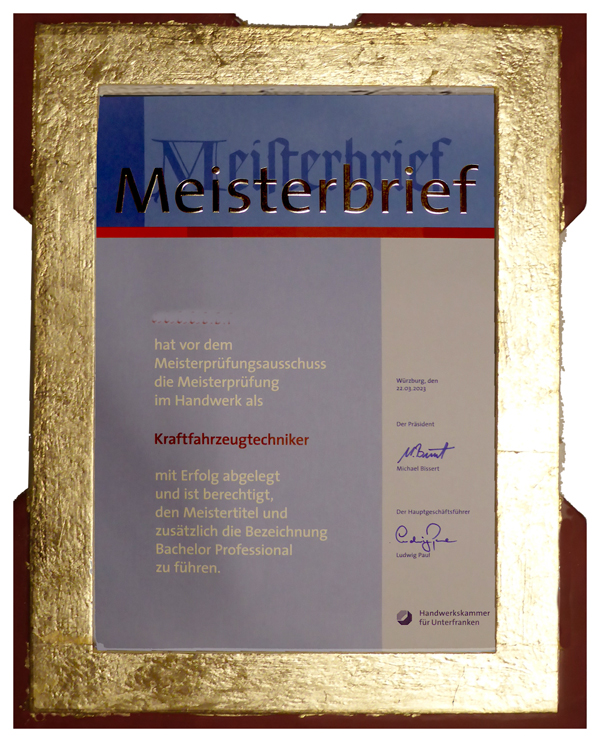 Meisterbrief - Rot-gold