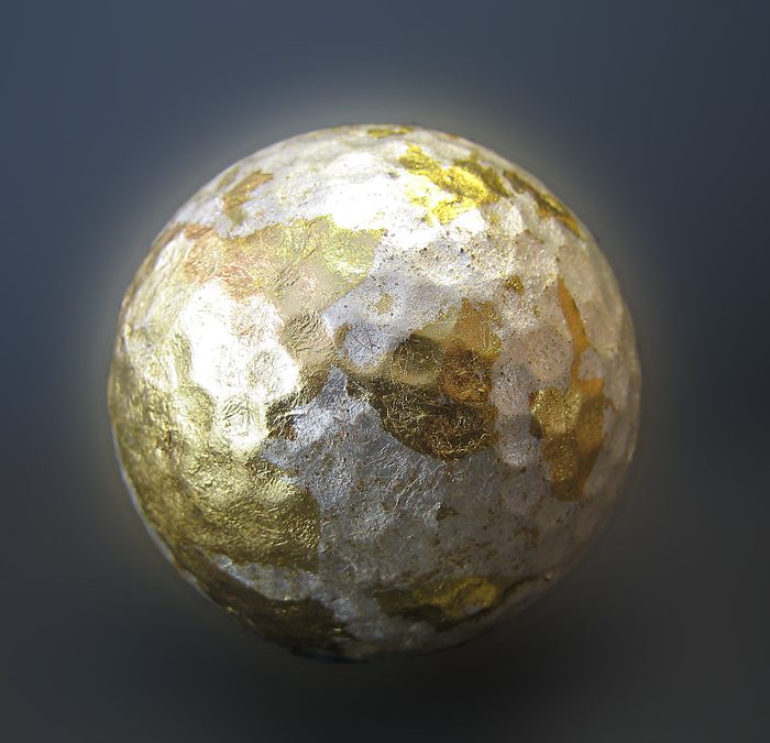 Golfball 116 – Schlagmetallmix Gold-Silber