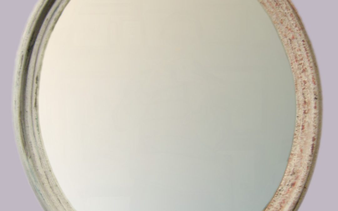 Ovalrahmen Steinpatina mit Spiegel – 50 x 60 cm