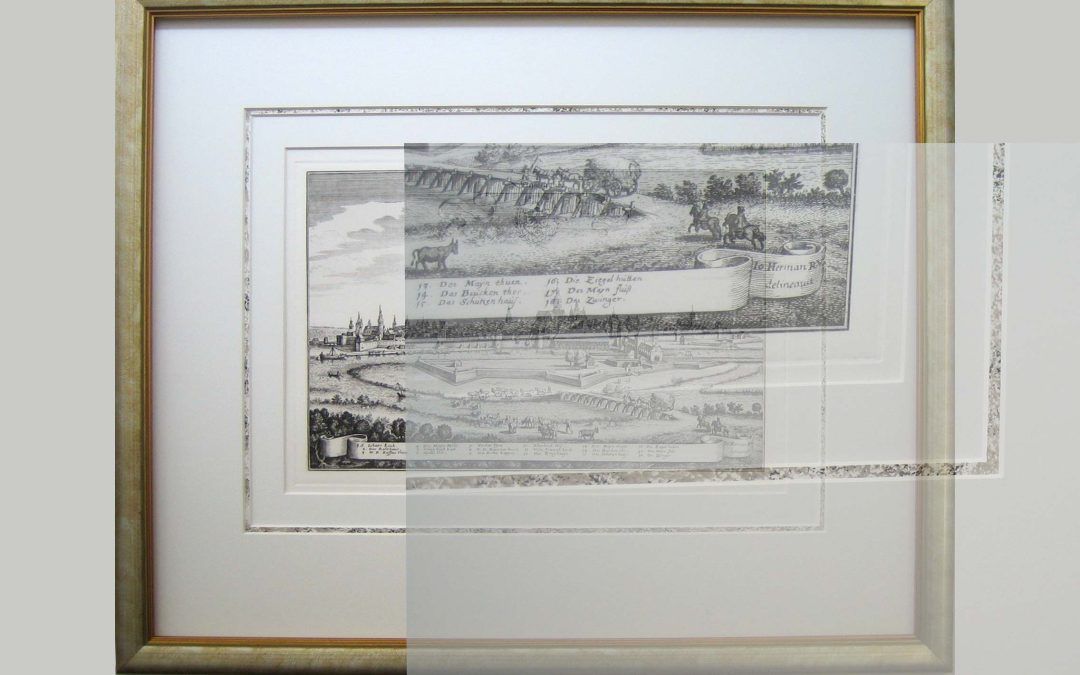 Schweinfurt – „Ansicht von Merian“ – Druckgrafik mit 3-fach Passepartout