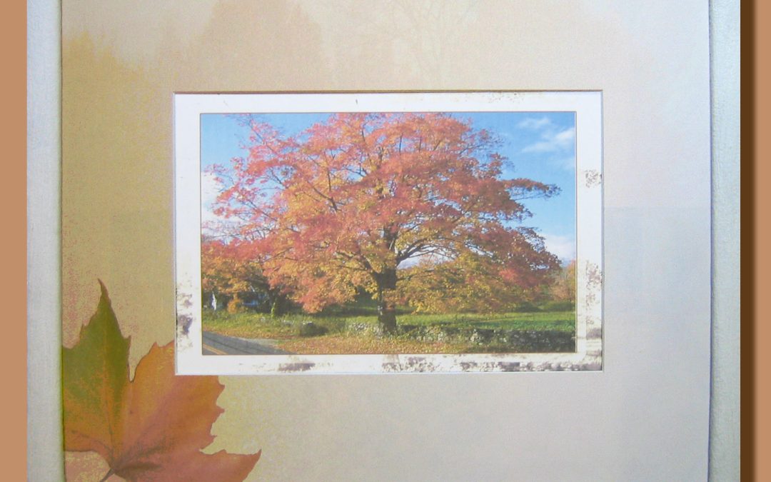 Passepartout – Herbstmotiv mit Steinpatinarahmen