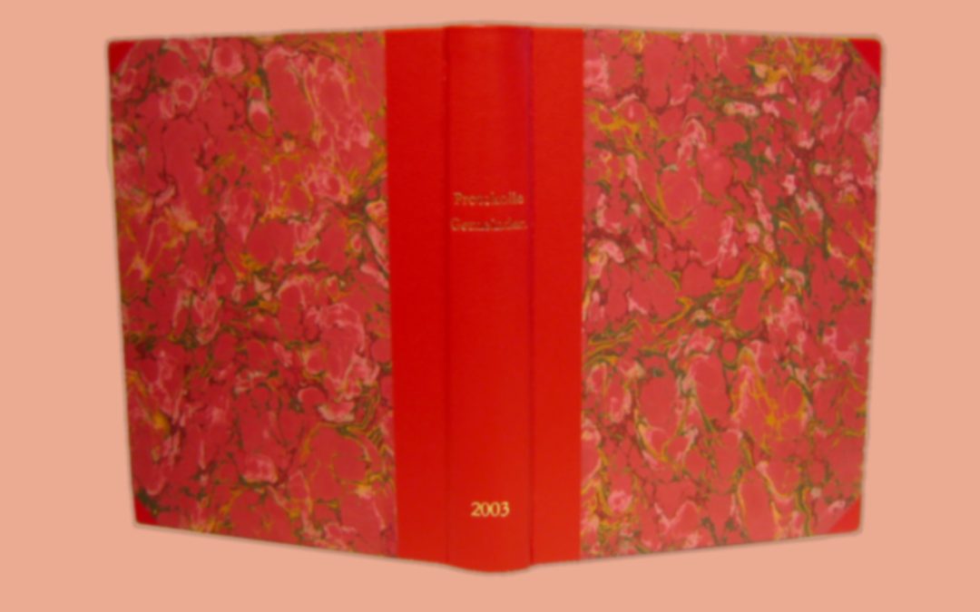 Lederbuch mit Marmorpapier und Ecken 2
