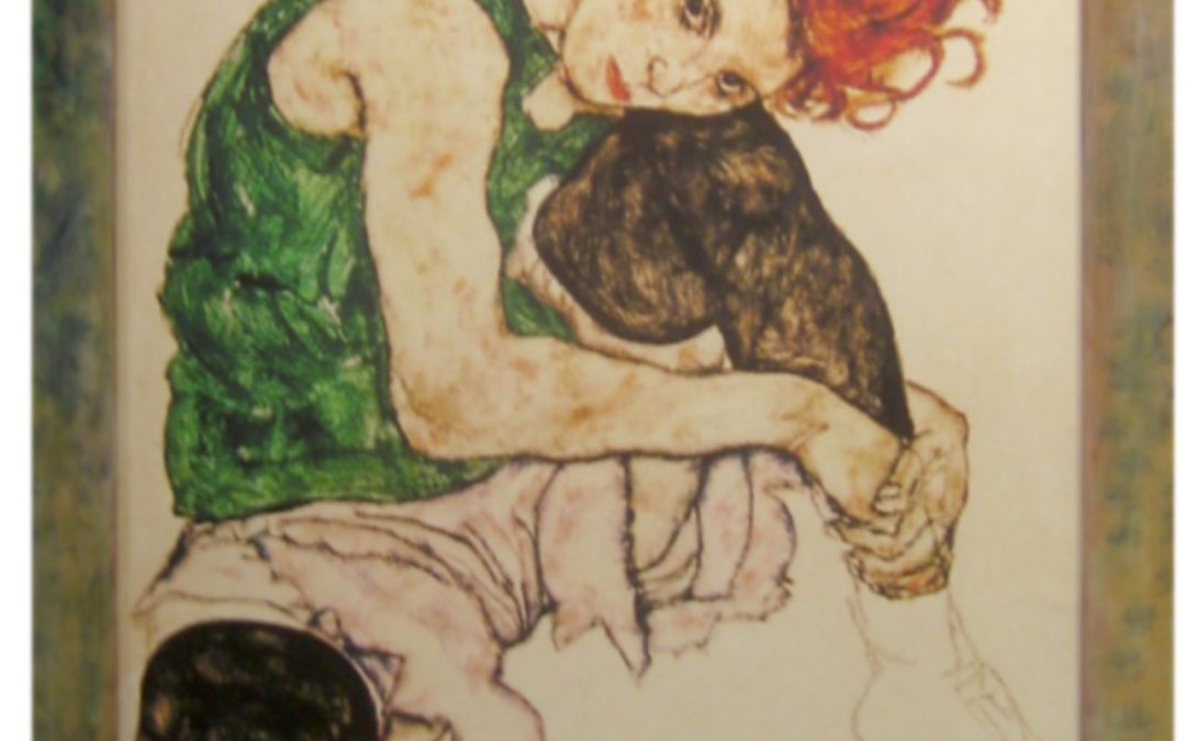 Farbrahmen – Egon Schiele –  Sitzende Frau…